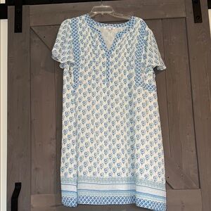 Rose & Olive Blue and White Floral Mini Dress